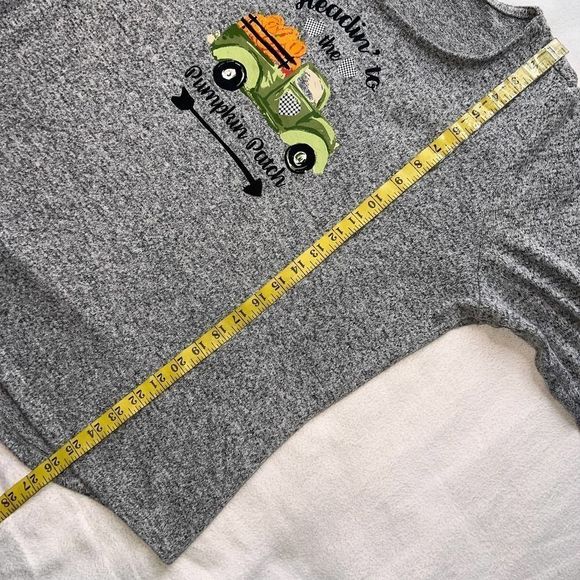 Magical Season Plus Size Gray "Headin to the Pumpkin Patch" 3/4 Sleeve Shirt-1X - Picture 8 of 13